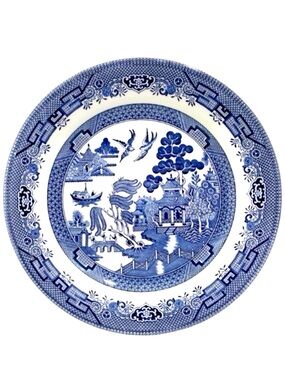 Vintage Churchill Blue Willow Dinner Plate Made in England Transferware 10.25”